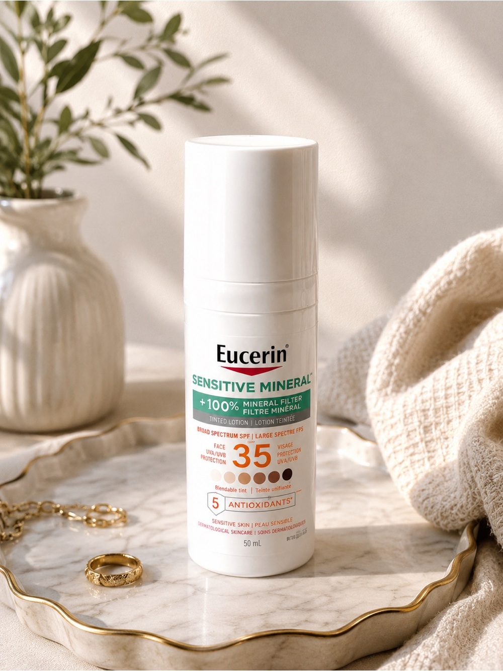 Eucerin Sensitive Mineral SPF 35 Tinted Lotion — White